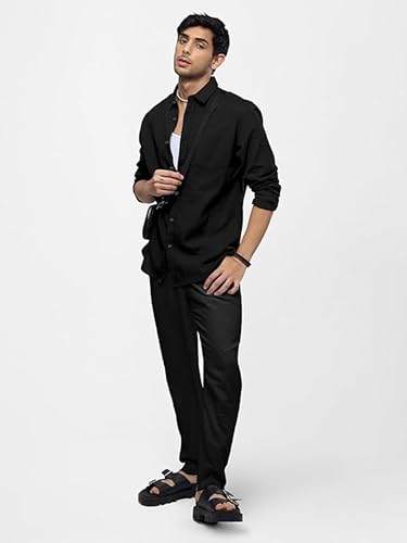Image of Men's Khaadi Cotton Cuff Sleeves Solid Casual Shirt for Everyday Wear