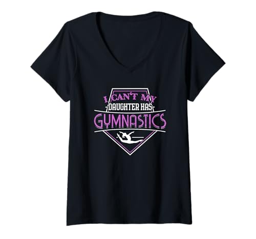 Womens Gymnastics Dad Shirt Funny Father's Day Gymnasts Training V-Neck T-Shirt