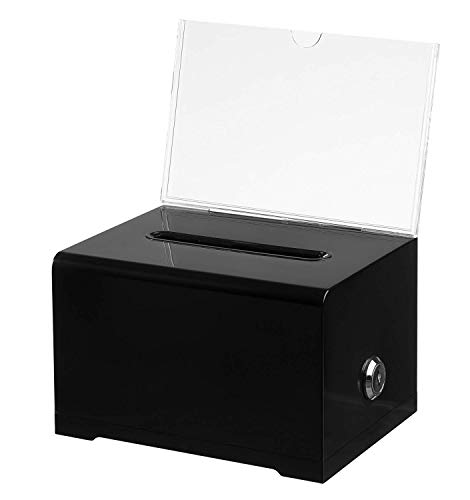 AdirOffice 637-BLK Acrylic Donation & Ballot Box with Lock