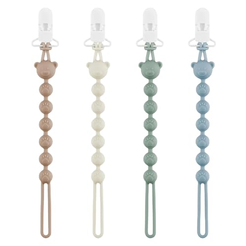 LUMOOM 4 catenella portaciuccio in silicone con clip di sicurezza, universale, per ragazzi e ragazze, ideale per...