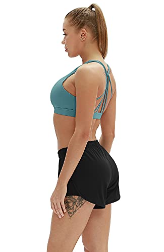 Image of icyzone Women's Padded Strappy Workout Running Sports Bras Medium Impact