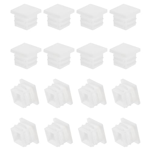 Image of PATIKIL Square Plastic Plug, 16 Pcs 3 /4 Inch /19mm Tubing Insert End Caps Plastic Plug Cap for Square Tubes Chair Legs Furniture Metal Tubing Hardware Plugs Fences, White