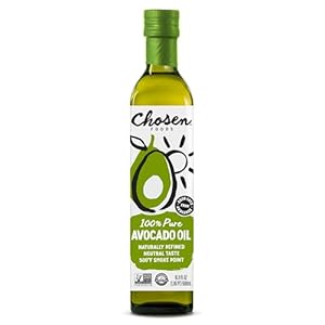 Chosen Foods Avocado Oil, 16.9 Fl Oz – All Purpose Cooking Oil made from 100% Pure Avocados – Non-GMO, Gluten-Free, Keto Friendly, Glyphosate Free – 500mL (Pack Of 1)
