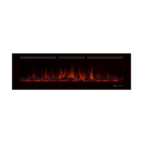 Valuxhome Electric Fireplace, 72 Inches Fireplace, Recessed Fireplaces For Living Room Electric With Remote, Overheating Protection, Logset And Crystal, Touch Screen, 1500W/750W, Black #TOP14