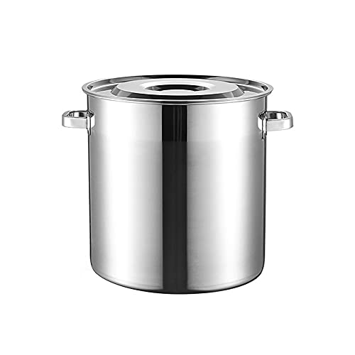 Olla pesada de acero inoxidable con cubierta ajustada, fondo compuesto de acero inoxidable de tres capas, plateado (24-170 L) (con tapa) (tamaño: 30 x 30 cm (24 L))