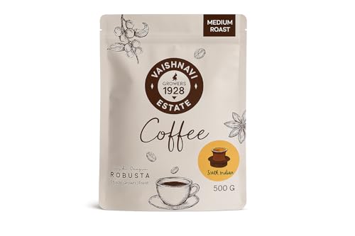Image of Vaishnavi Estate's Medium Roast Robusta Coffee | Single Origin | Shade Grown | Freshly Roasted & Ground | Filter - 500g, Pack Of 1