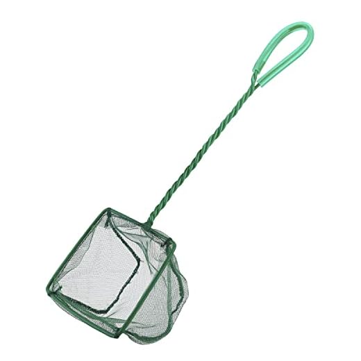 Pawfly 4 Inch Aquarium Fish Net with Braided Metal Handle Small Square Net with Soft Fine Mesh Sludge Food Residue Wastes Skimming Cleaning Net for Fish Tanks Small Koi Ponds and Pools