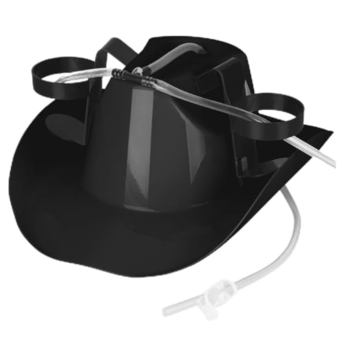 ZHER-LU Bachelor Party Hat, Bier Hat with Straws, Bier Helmet Perfect for Party Games, Unique Party Accessories for Adults (Black)