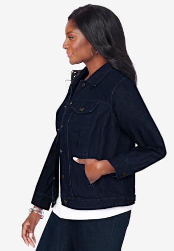 Jessica London Women's Plus Size Classic Cotton Button Down Denim Jean Jacket3