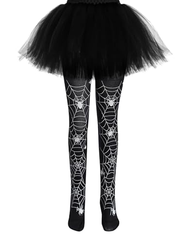 SYHVGI Toddler Girls Halloween Leggings Ballet Tights Stretch Dance Stockings Pantyhose for Holiday Cosplay Party (A-a-Spider Web, 4-7 Years)