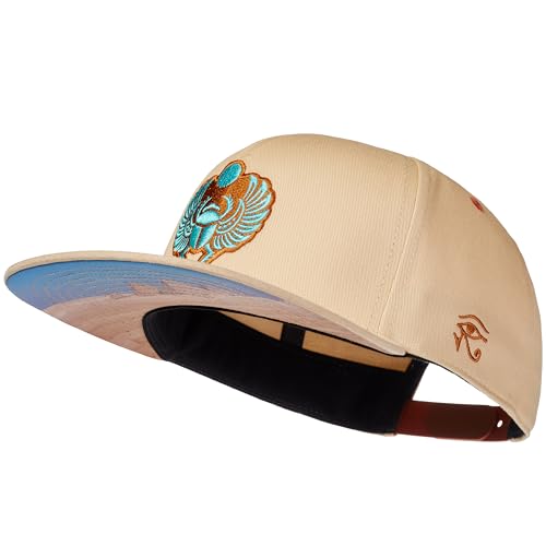 Cadency® Snapback Cap, Herren und Damen, Scarabaeus, Baseball Kappe, Basecap gerader Schirm, Größenverstellbar, Unisex, Beige