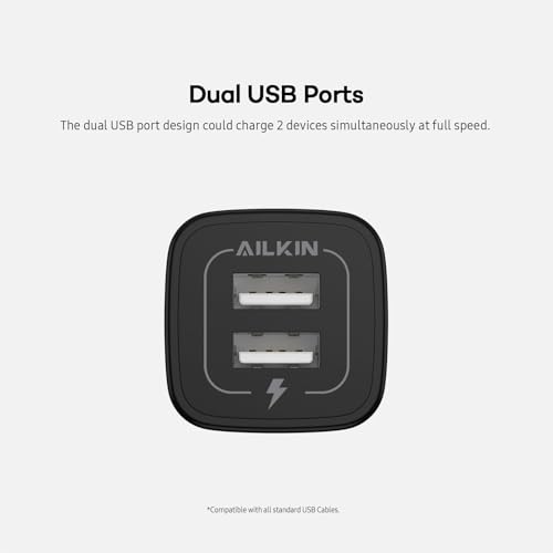 AILKIN USB MultiPort Charging Block, Wall Plug Station, Home Travel Charger Cube, Wall Charger Brick, Rapid Charging Adapter, Fast Android Charge Replacement for iPad/iPhone/iPod/for Samsung Box | USB AC Wall Charger Brick, Rapid Charging Adapter, Fa