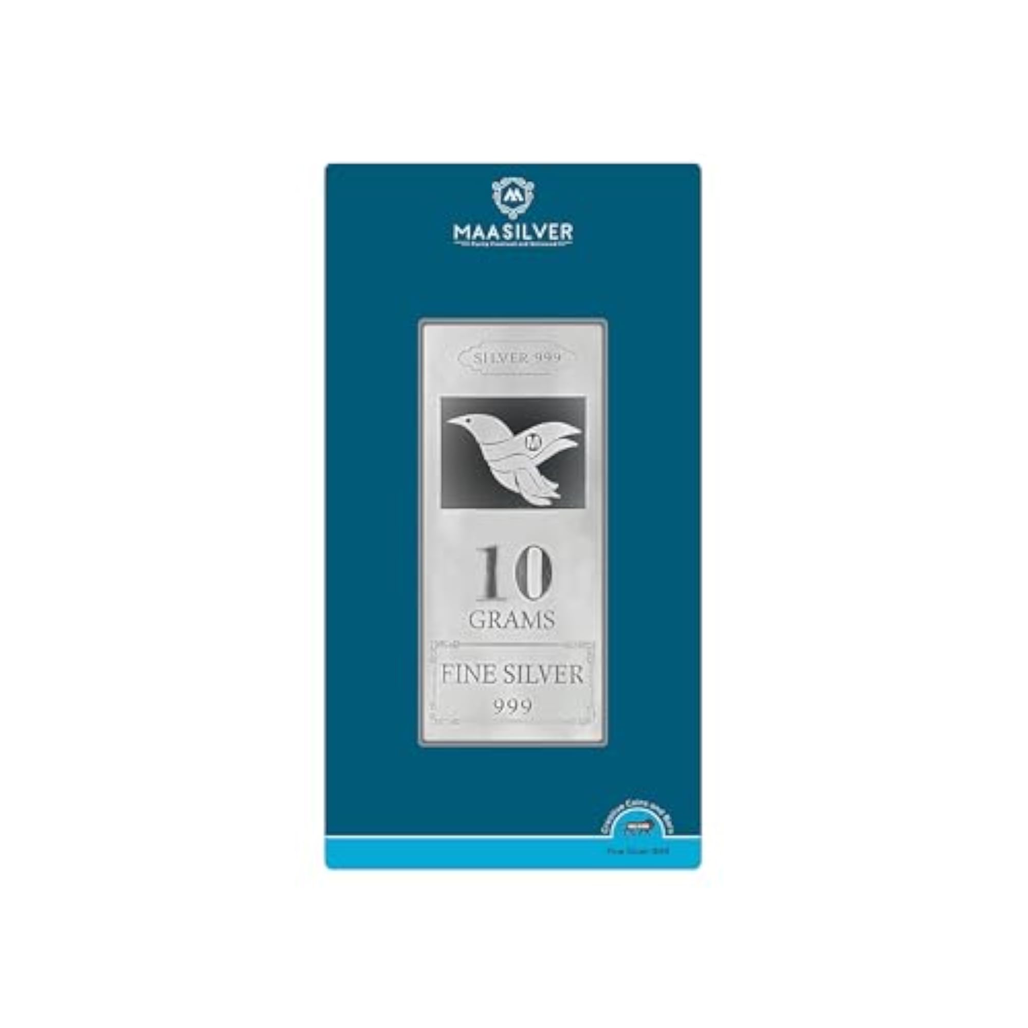 BIS Hallmarked Pure Silver Bar with Bird Impression, Gift Investment
