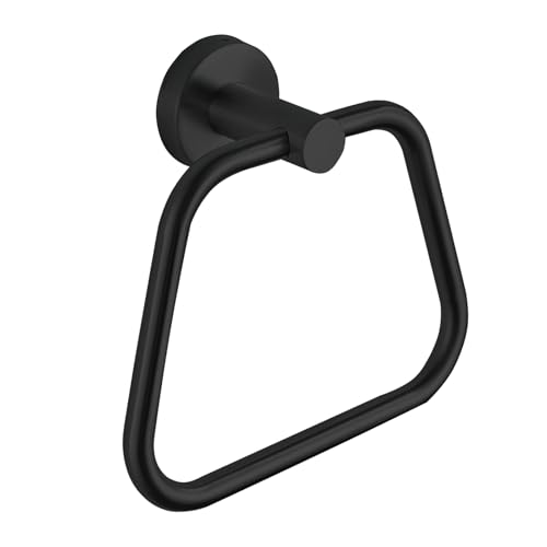 DIYZON Anello Per Asciugamani, Accessori Per il Bagno, Anello Per Asciugamani in Acciaio Inossidabile 304, Gancio Per Asciugamani Contemporaneo (Nero)