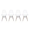 Inspirer Studio® Set of 4 New 17 inch SeatDepth Eiffel Style Side Chair with Natural Wood Legs Shell Top Side Chairs (White)