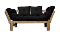 Canapé-lit Sésamo, Naturel, Futon Noir, 200x82x32 cm
