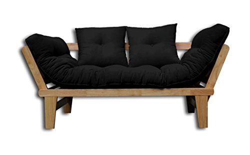 Canapé-lit Sésamo, Naturel, Futon Noir, 200x82x32 cm Cover