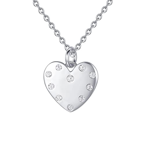 Collier en argent sterling 925 raffiné avec cœur en zircone brillant