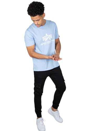 Alpha Industries Herren Basic Für T-Shirt, Light Blue, M EU – Ansicht 3