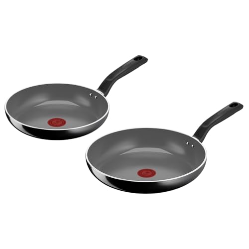 Lagostina Goccia Set 2 Padelle 24/28 cm, Rivestimento in Ceramica Antiaderente, Scorrevolezza Ottimale, Pulizia Facile, Thermo-Signal, Sicura, Compatibile con Induzione