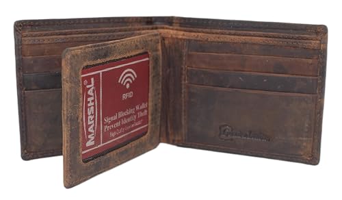 Distressed Vintage Leather Patriot American Flag Wallet -GOD BLESS AMERICA’ RFID Blocking Leather US Flag Men's Bifold Western Style Wallet (Brown)3