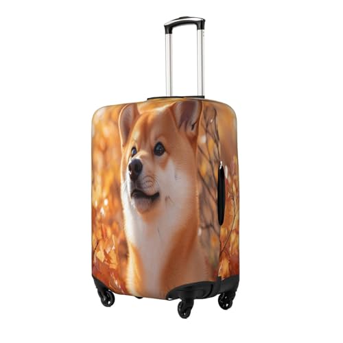 Cute Akita Inu Durable Luggage Cover Suitcase Protector Anti-Scratch Luggage Cover Fits 18-32inch Luggage, Black, Small2