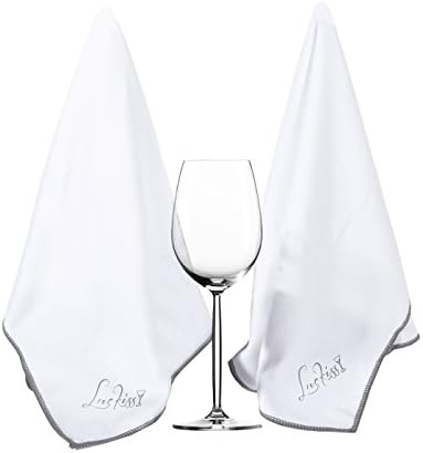 Luckiss Microfiber Glass Towel Wine Glass Polishing Cloth Ultra Absorbent Kitchen Bar Dish Towel,Silverwares and Mirrors 27.5 x 20 inch (2 Pack, White)