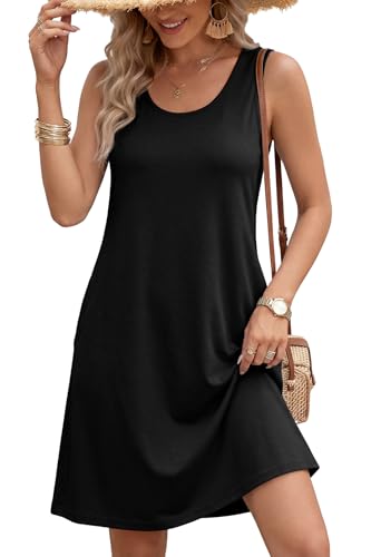 Image of LUXVEER Summer Dress for Women 2026 Sleeveless Floral Boho Sundress Swimsuit Coverup Casual Loose Beach Vacation Outfits