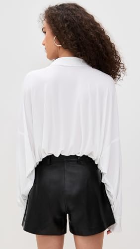 Norma Kamali Women's Super Oversized Boyfriend Neck Shirt Bodysuit3