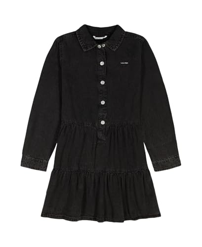 Image of Calvin Klein Girls' Short Sleeve Lightweight Chambray Denim Shirt Dress