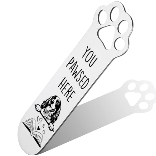 FOKCBOCM Cocker Spaniel Gifts, Cocker Spaniel Dog Bookmark for Cocker Spaniel Dog Lover Book Lovers Bookworm Bookish Nerd, Bookmark Dog Lover, Book Club Gifts for Reader Dog Owner Lover-DX128, Silver