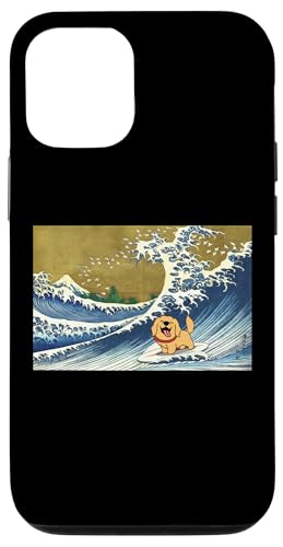 Funny Retro Vintage Surfing A Wave Golden Retriever Lover �X�}�z�P�[�X iPhone 12/12 Pro �p