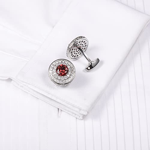 Image of HAWSON Cufflinks for Men, Gold Diamond Crystal Cufflinks for Groom Husband Personalized Gifts, Mens Formal Wedding Business Cufflinks, Luxurious Gorgeous Cuff Links French Shirt Accessories