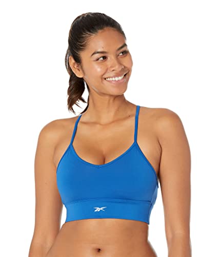 Image of Reebok Women's Satin 91% PES /9% El-Interlock-Hydrophilic Finish /Print-Digital Sublimation-Disperse Classic Workout Sports Bra