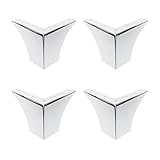 Geesatis 10 cm / 4 inch Metal Chrome Furniture Legs Sofa Cabinet Closet Table Feet Replacement, with Mounting Screws, 4 Pcs