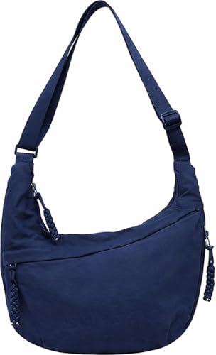 Image of Lyrovo Travel Crossbody Crescent Bags for Women Over Shoulder Purse with Zipper Half Moon Sling Bag & Waist Bag Unisex Chest Bag