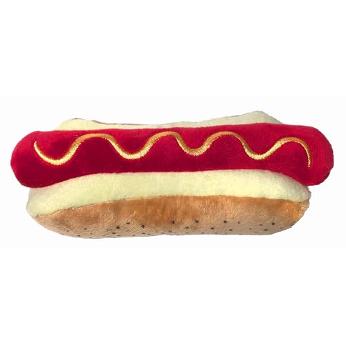 Huxley & Kent Funny Dog Toy w/Squeaker – Power Plush Squeaky Dog Toys for Small, Medium & Large Dogs – Soft Stuffed Animal for Indoor Play & Fetch - Haute Dog, Small