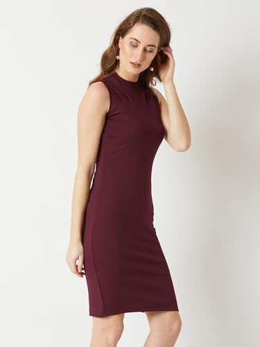 Image of Miss Chase Women's Sleeveless Collared Bodycon Above-Knee Polyester Dress