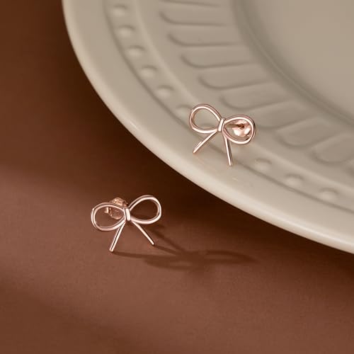 SLUYNZ Sterling Silver Bow Stud Earrings for Women Teens Small Bow Stud Earrings Ribbon Earrings2