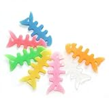 5pcs Large Fish Bone Earphone Cable Organizer Cord Winder 200 Pcs Random Colors Handy Storage for Earphone Cords