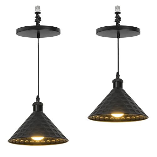 Kiven Instant Light Conversion Kit for 4/5/6inch Hole Black Farmhouse Lighting Recessed Can Light Conversion Kit to Pendant with E26 Screw-in Adapter for Kitchen Living Set of 2 TB2776