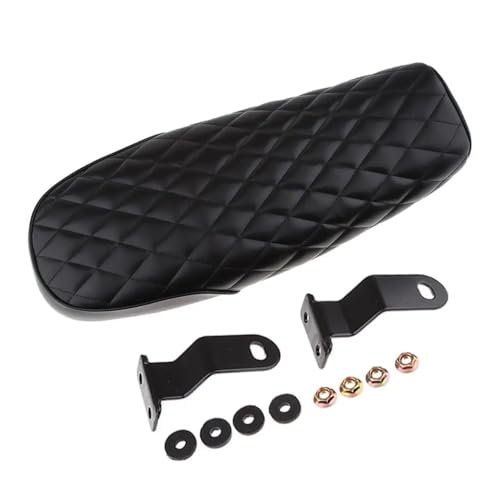 Asiento vintage para motocicleta con sillín plano y cojín doble de conductor y pasajero