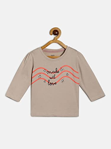 Image of miniklub Girls Orange & Grey Print Organic Cotton Top