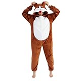Pronzot Unisex Adult Bulldog Costume Onesie,Animal Halloween Costume One Piece Cosplay Suit for Adults,Flannel Hooded Sleepwear (US, Alpha, Medium, Regular, Regular, Bulldog)