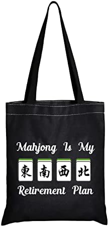 JXGZSO Novelty Mahjong Retirement Plan Bag Mahjong Lover Gift Mahjong is My Retirement Plan Board Game Gift Lucky Mahjong Player (Mahjong My Retirement Plan Shopping Bag)