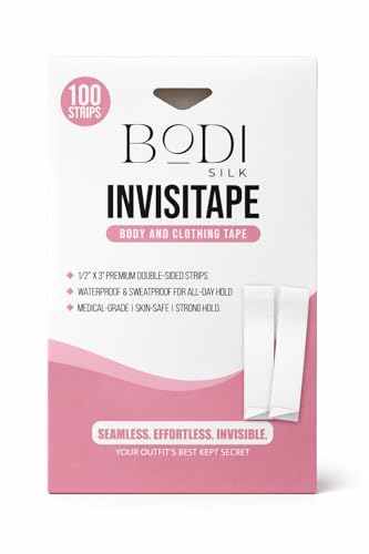 BODI SILK Fashion Tape for Women – Double Sided Clothing & Body Tape for Clothes and Dresses, Sensitive Skin, No Residue | Bra & Lingerie Tape, Fabric to Skin | 100 Strips