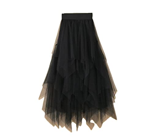 Jupe en tulle élastique taille haute en maille plissée chic pour femme