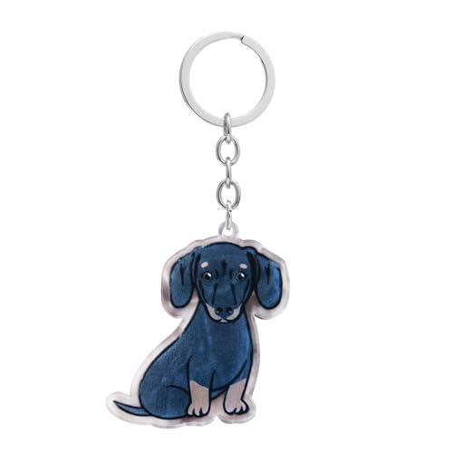 AMOR SPES Dachshund Key Chain Dogs Key Ring for Women Men Family Friends Love Pets (black)