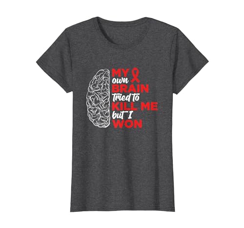 My Brain Tried to Kill Me But I Won T-Shirt, Women, Dark Heather Grey, Small