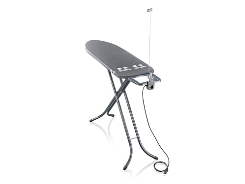 Leifheit Tabla de Planchar Plegable Air Board M Black Plus para planchas de Vapor, Mesa de Planchar Ultraligera, Tabla de Planchado en Menos Tiempo, en Elegante Color Negro Antracita